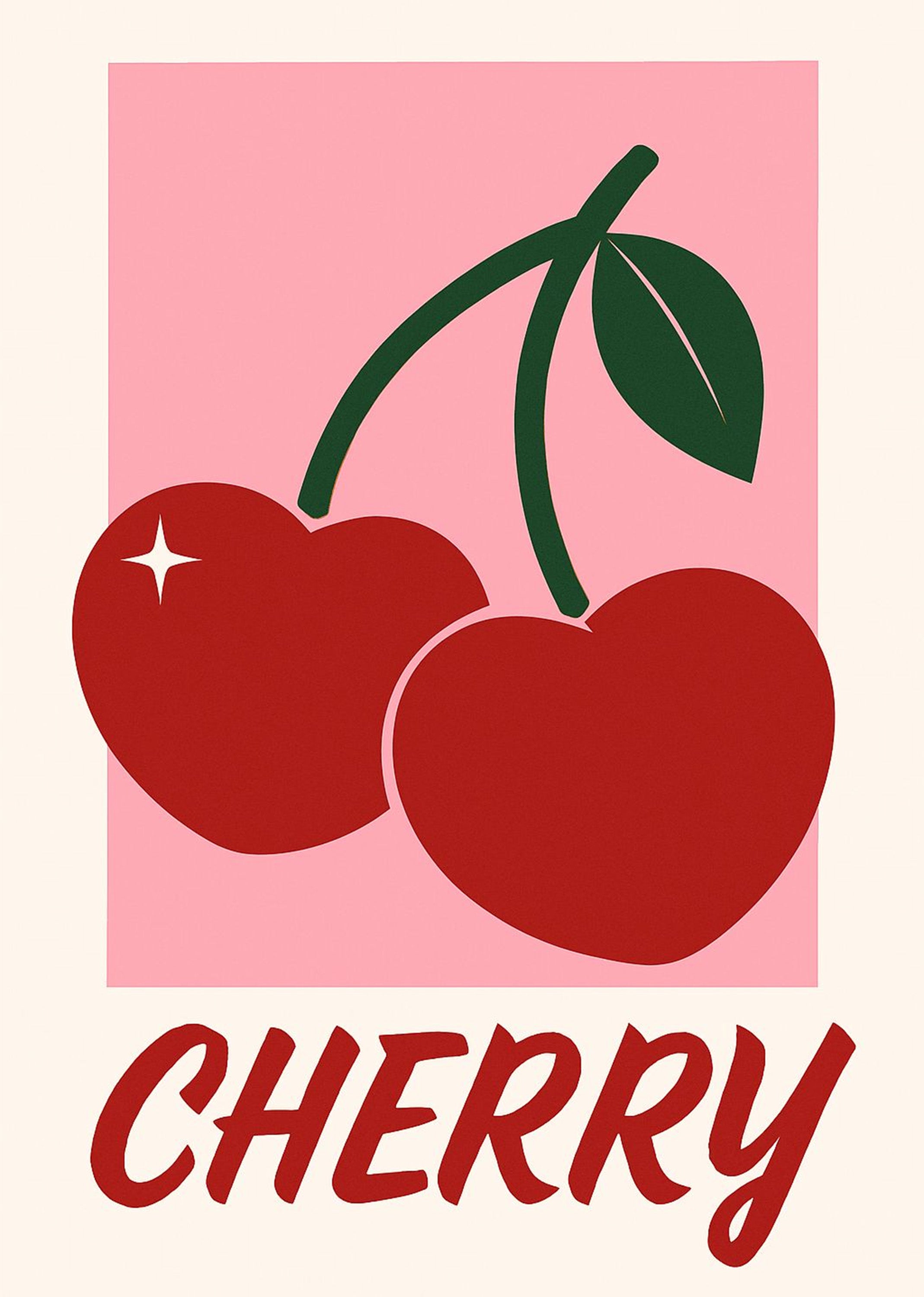 Cherry Pop Poster – Vibrant Fruit Wall Art for Kitchen & Living Room Decor
