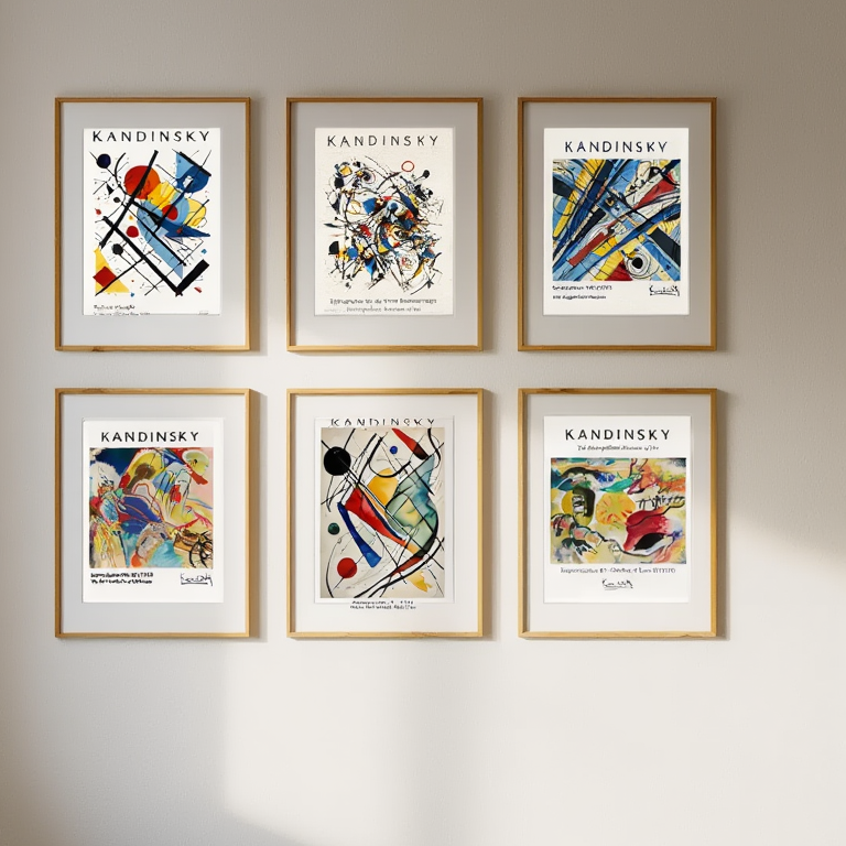 Kandinsky Abstract Geometry  – 6 Colorful Bauhaus Prints | Modern Gallery Wall Décor for Living Room, Bedroom & Office