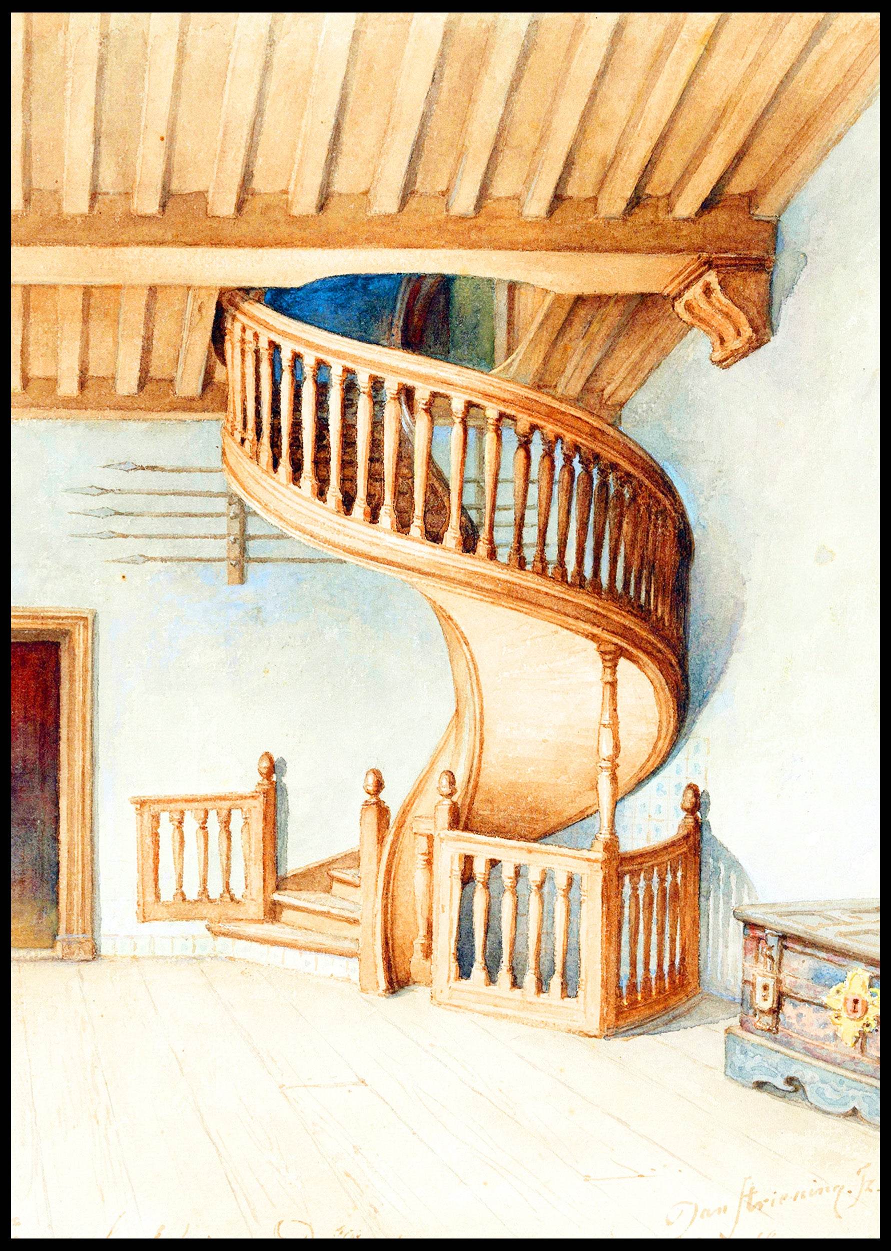 The wooden spiral staircase in the Gemeenlandshuis of Delfland - Hakyarts
