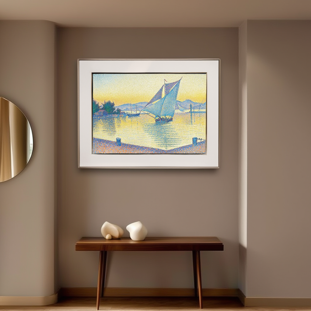 Le Port au Soleil Couchant, Opus 236 ‘Saint‑Tropez’ – Paul Signac Poster | Neo‑Impressionist Maritime Art Print