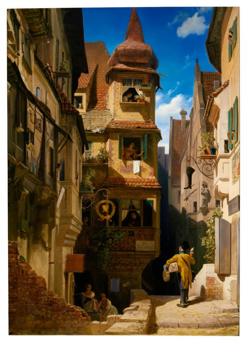 Der Briefbote im Rosenthal by Carl Spitzweg – 19th-Century Genre Art Print