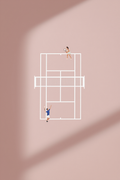 Impression d'art sur toile « Match de tennis vu du ciel » – Décoration murale sportive minimaliste