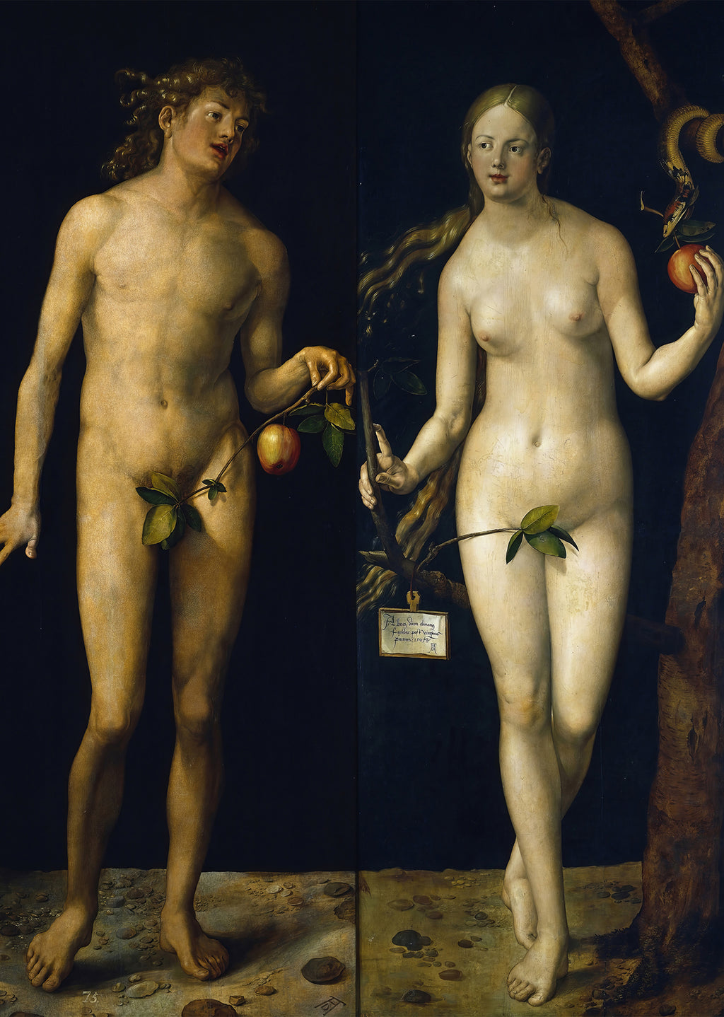 Adam and Eve Art Representation Poster – Classic Biblical Illustration Print | Timeless Religious Wall Art