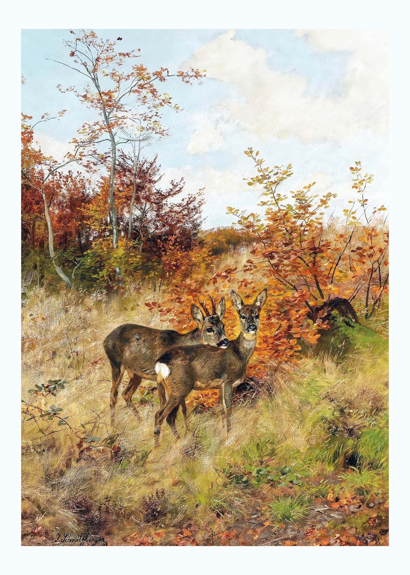 Roe Deer with Autumn Leaves - Hakyarts