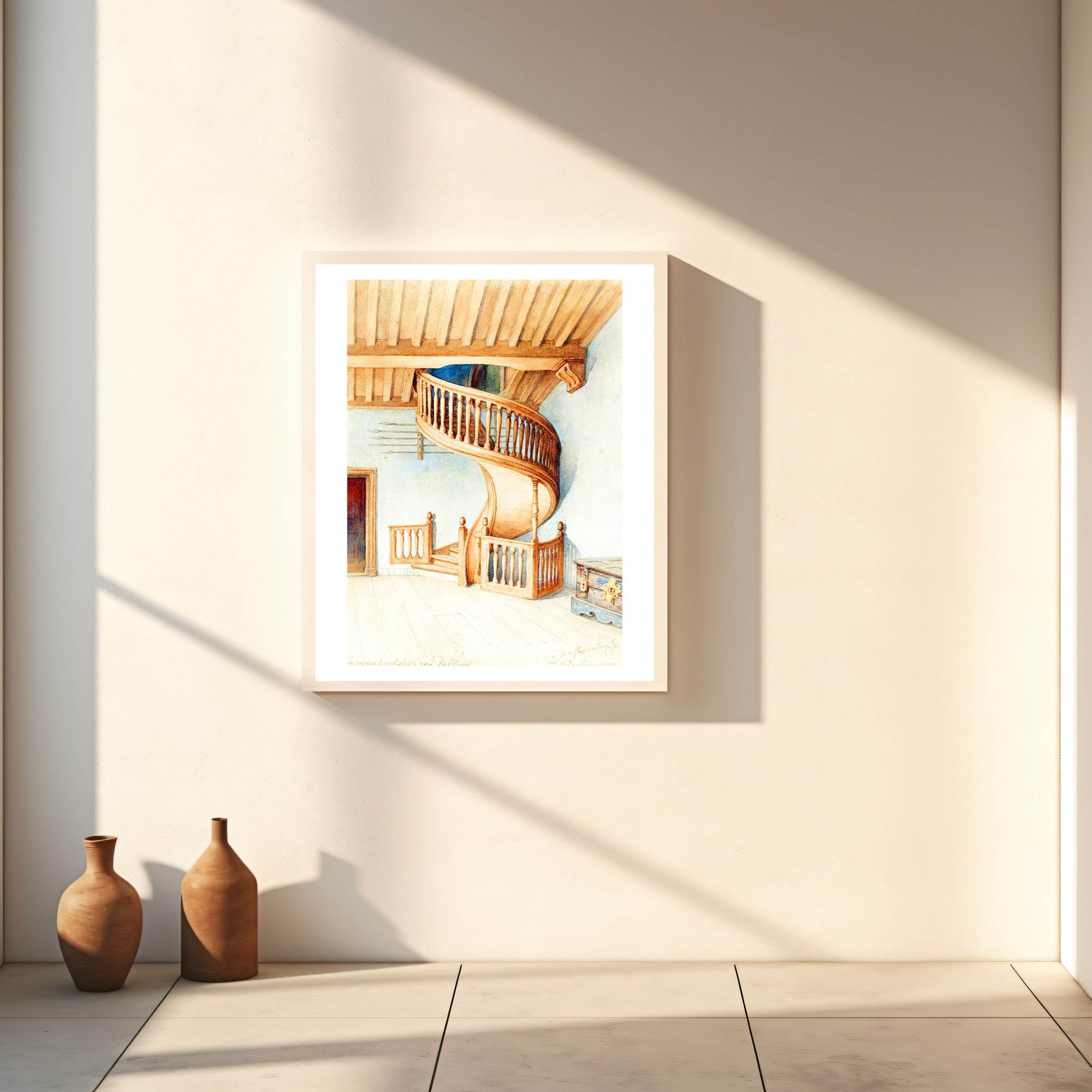 The wooden spiral staircase in the Gemeenlandshuis of Delfland - Hakyarts