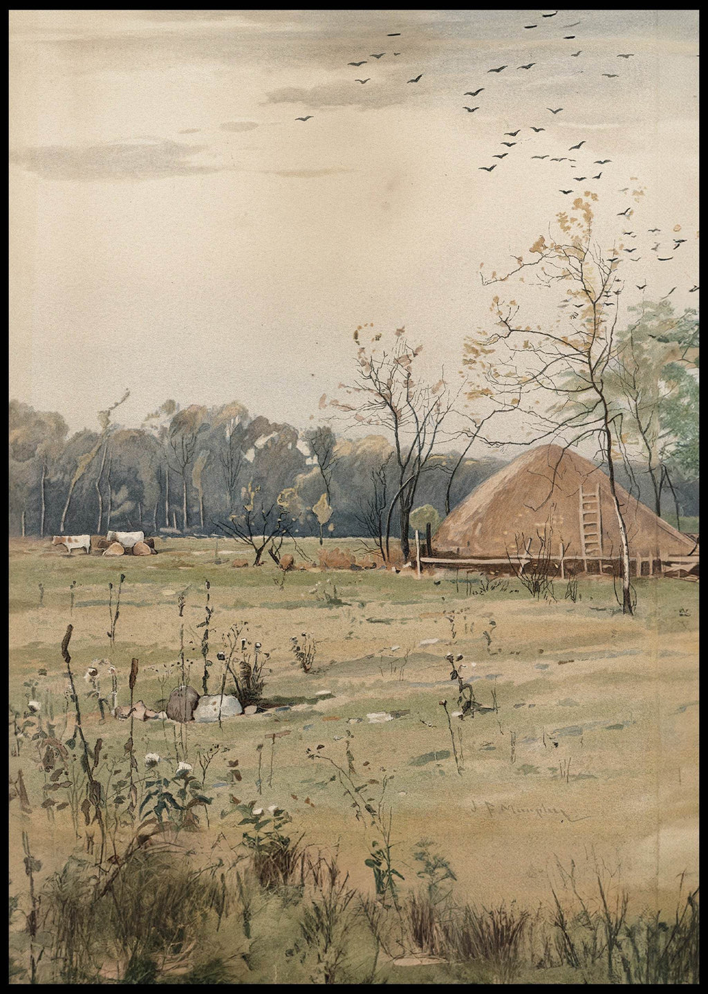 Autumn Landscape with Large Haystack - Hakyarts