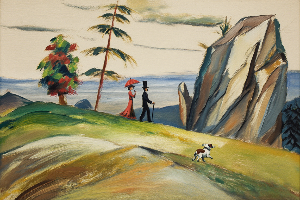 August Macke - Strollers in a Rocky Landscape
