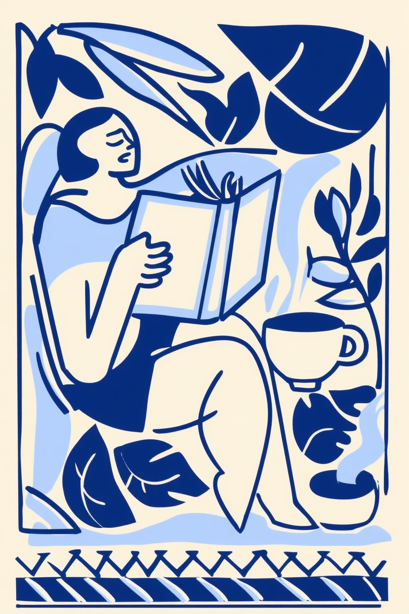 Santorini Silence – Blue & White Mediterranean Print