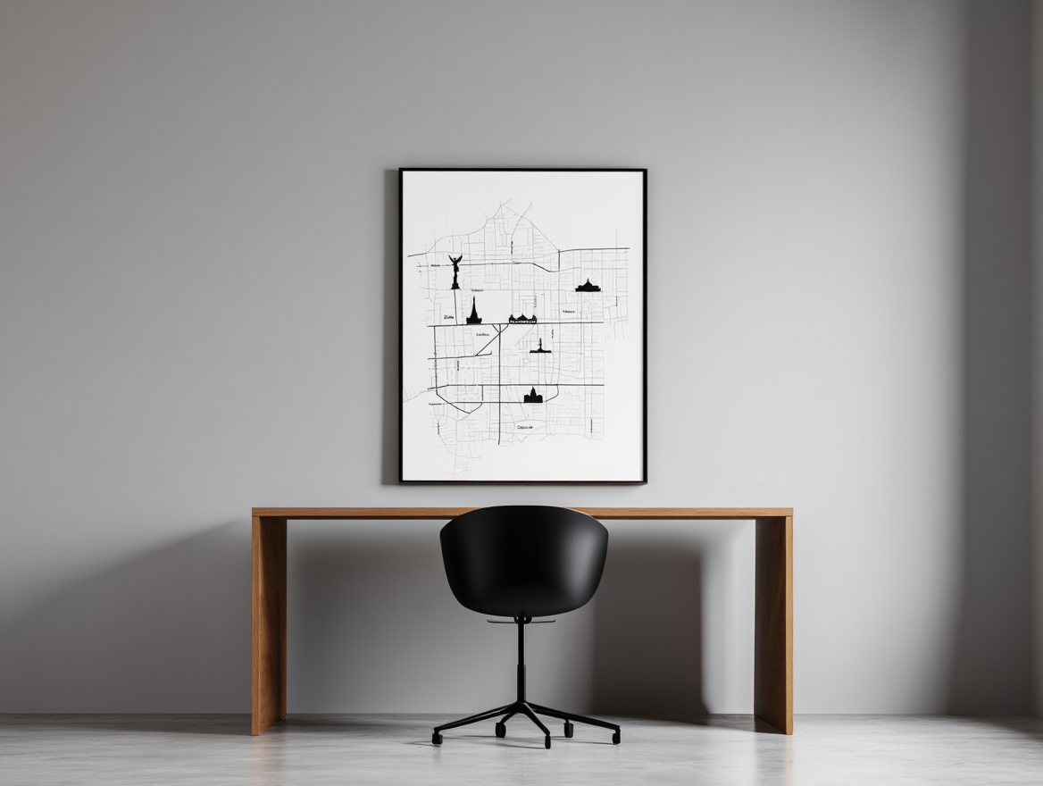 Mexico City Map Poster – Minimalist Black & White Urban Wall Art Print