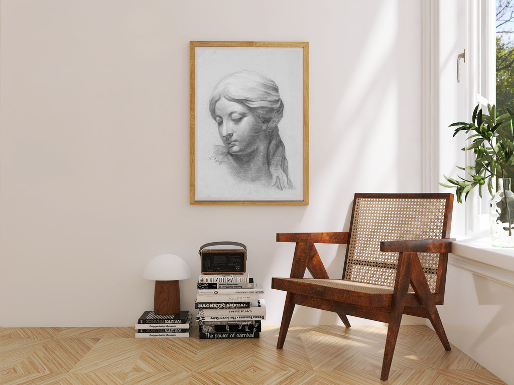 Marble Bust Fine Art Print – Classical Sculpture Illustration | Elegant Vintage Wall Art