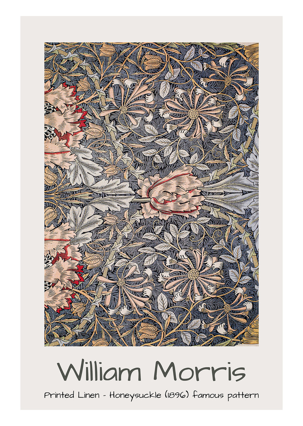Honeysuckle Pattern – William Morris Printed Linen Art Print | Iconic Arts & Crafts Design