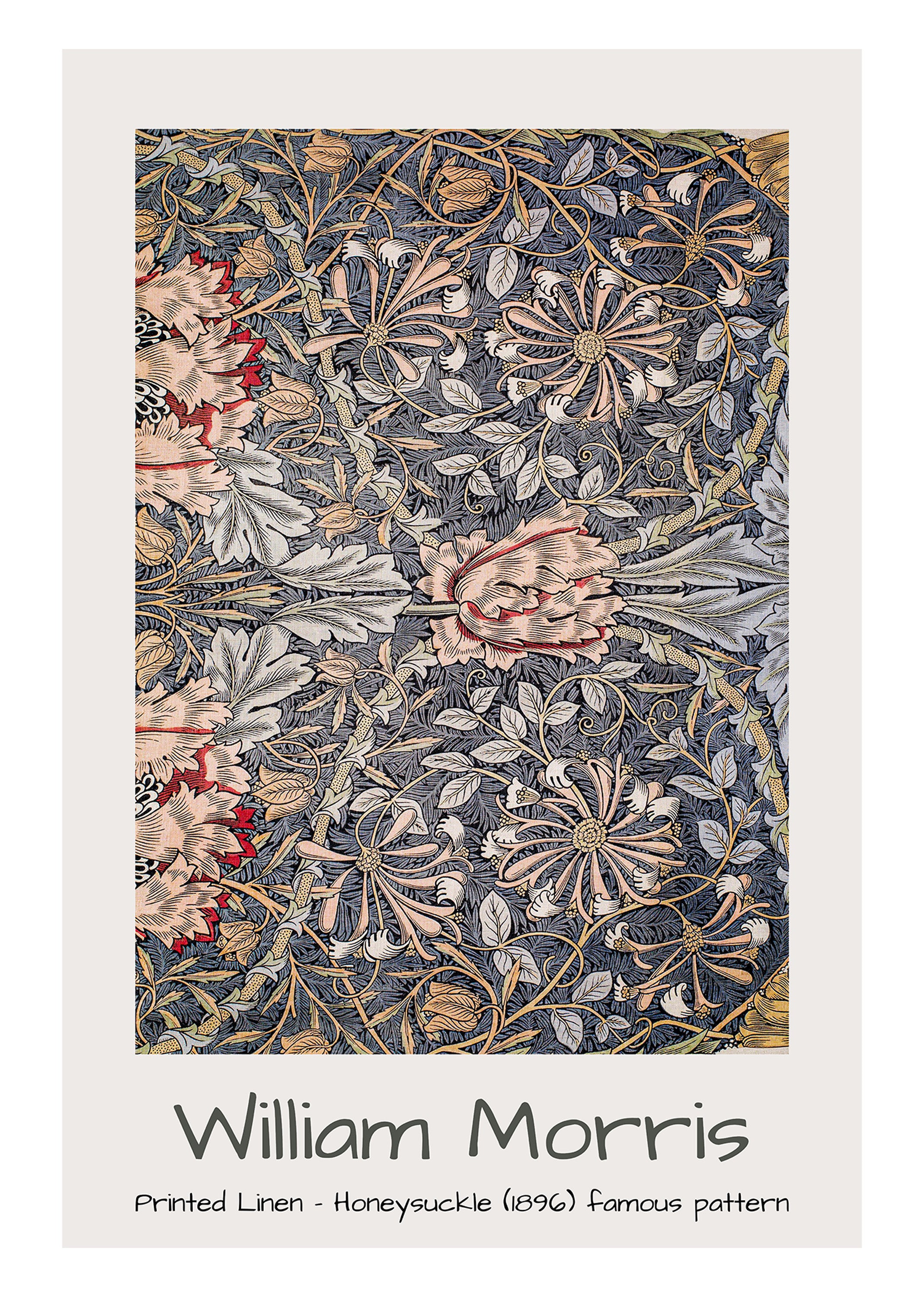 Honeysuckle Pattern – William Morris Printed Linen Art Print | Iconic Arts & Crafts Design