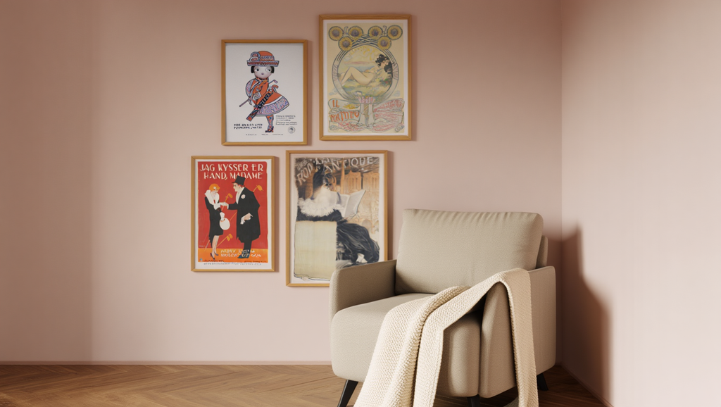 Vintage Elegance – 4-Piece Wall Art Set