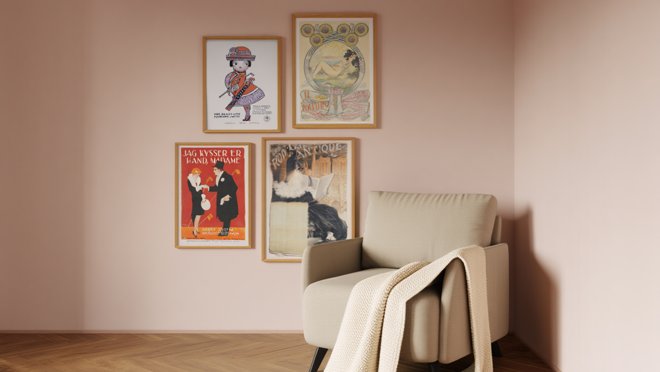 Vintage Elegance – 4-Piece Wall Art Set