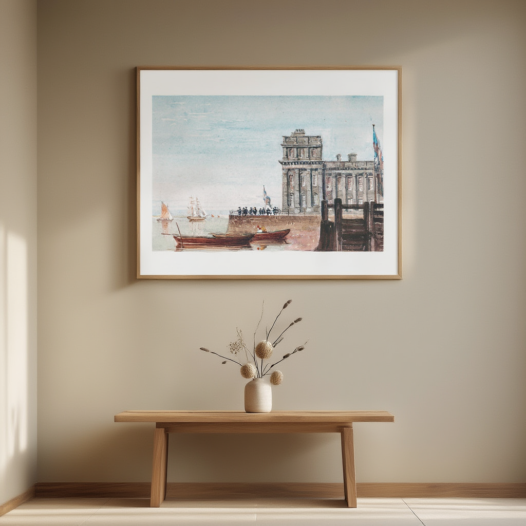 The Old Customs House, Greenwich by David Cox – Watercolor Landscape Art Print