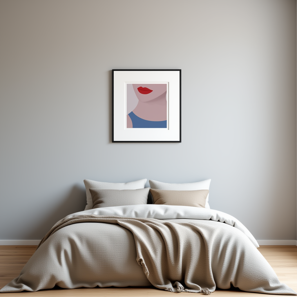 Woman with Red Lips – Minimalist Line Art Portrait