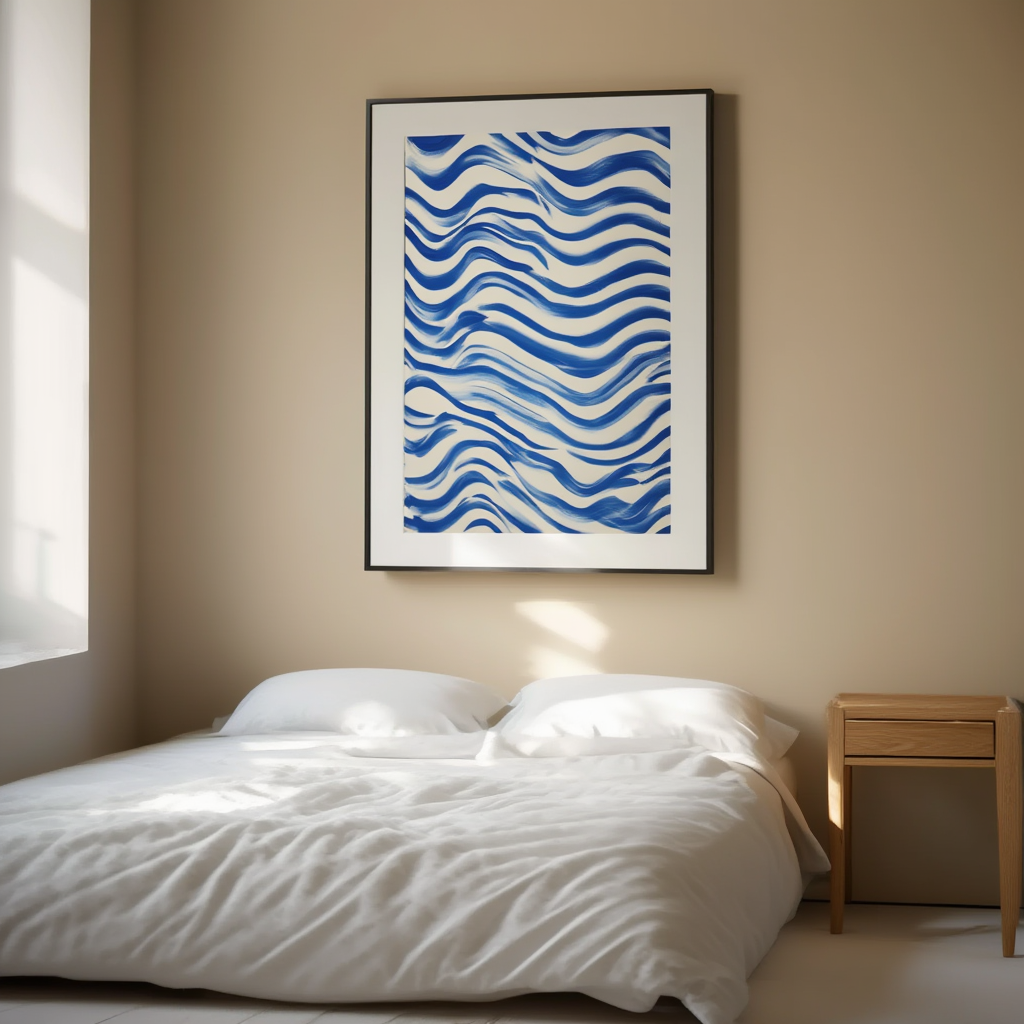 Cobalt Currents – Geometric Abstract Art Print - Hakyarts