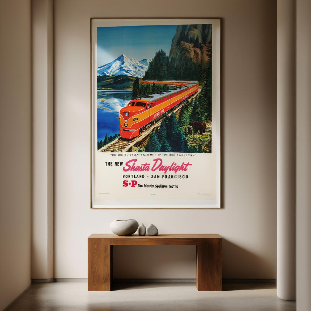 The New Shasta Daylight – Portland Vintage Travel Poster Art Print - Hakyarts