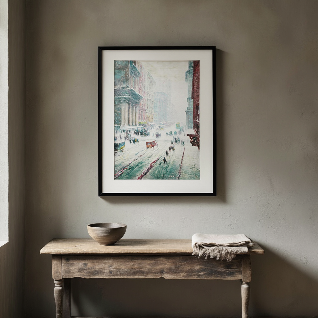 Fifth Avenue in Winter (1911) by Guy Carleton Wiggins – Vintage New York City Winter Scene Art Print