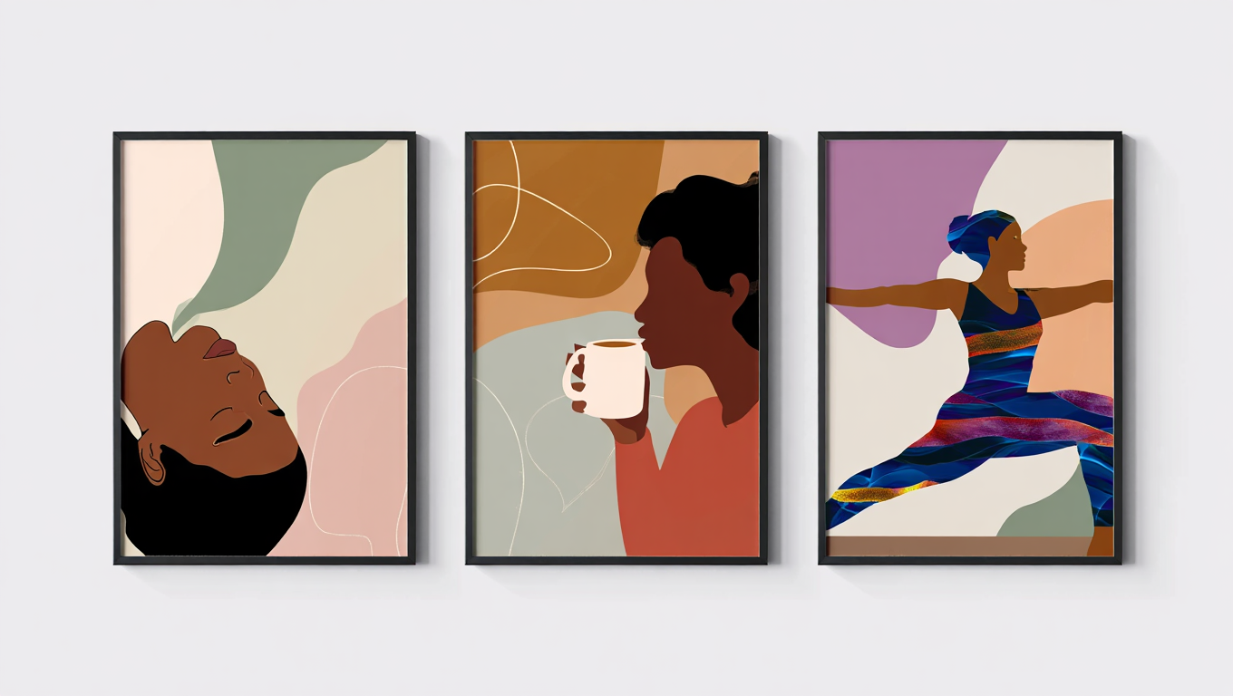 Black Women Wellness Abstract – Set of 3