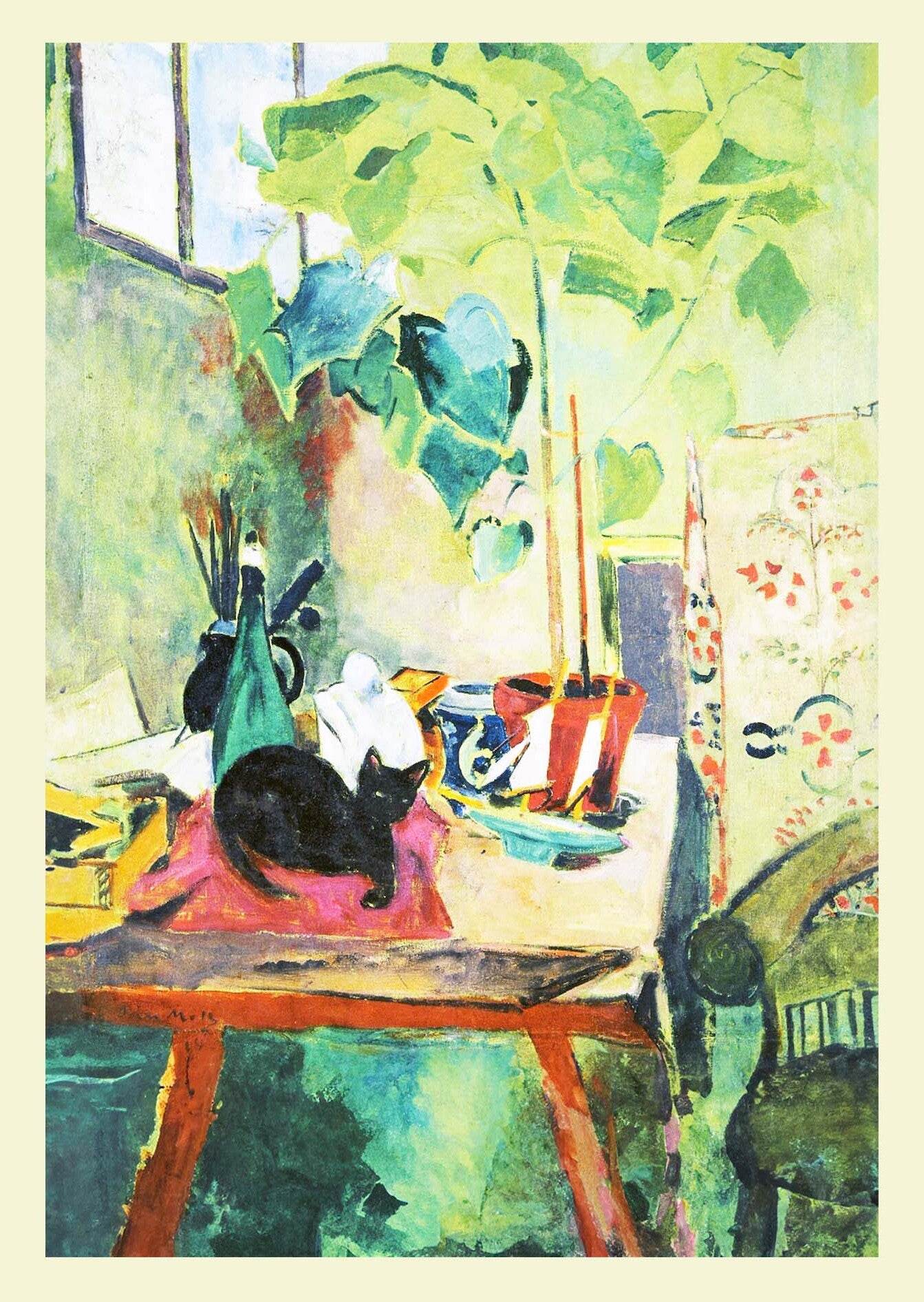 Cat With House Plant - Hakyarts