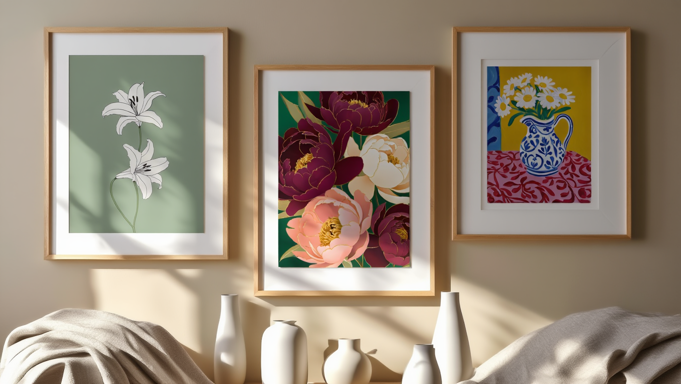 Floral Harmony – 3 Botanical Art Prints