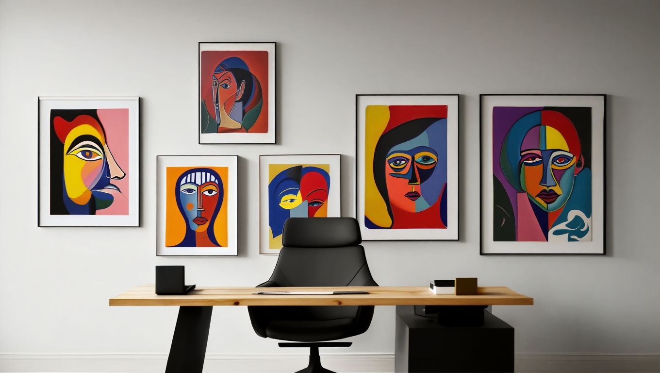 Mixed Picasso & Matisse Abstract Collection – Dining Room Set of 7