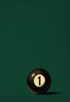 Green Black Pool Ball – Number 1 – Minimalist Wall Art Print
