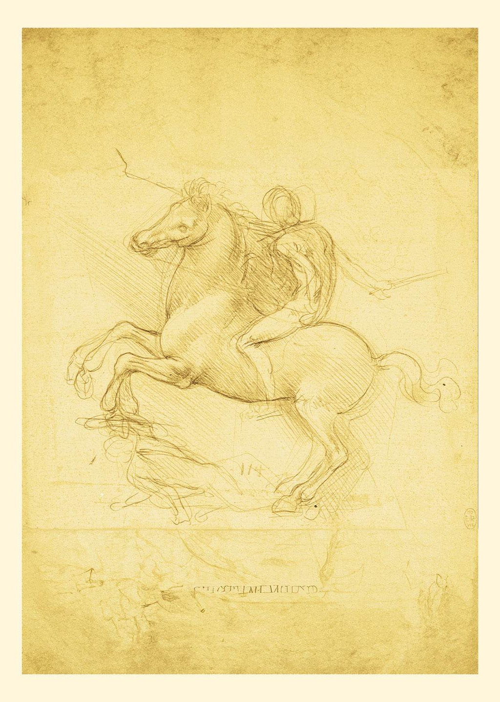 Set of 2 Leonardo da Vinci + Frederic Remington | Renaissance & Western Figurative Art Prints
