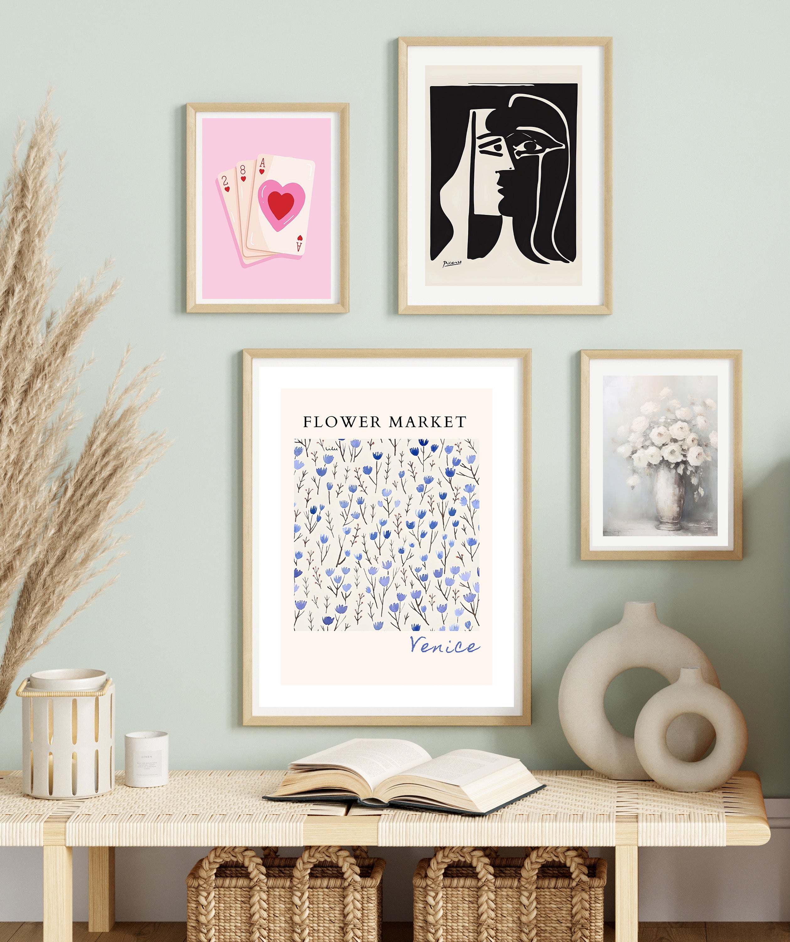 Flower Market Venice Modern Minimalist Wall Art Print