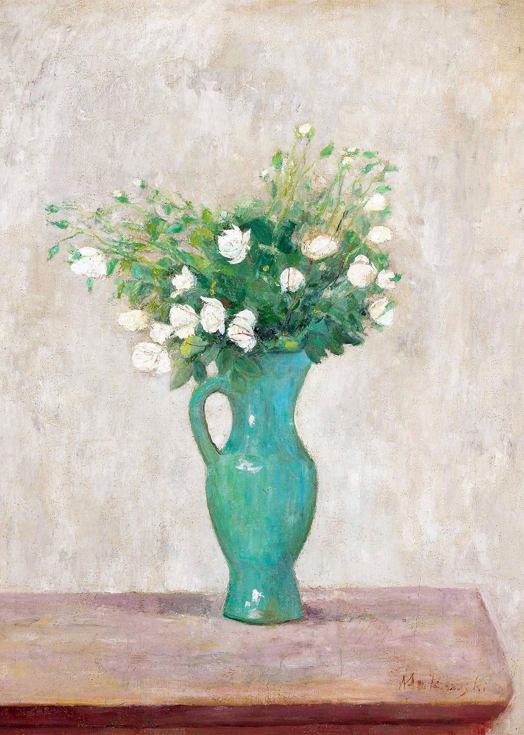 Set of 3 Wall Art Prints – Post-Impressionist Floral Bouquet, Green Abstract Geometry & Japanese Peacock Art Collection