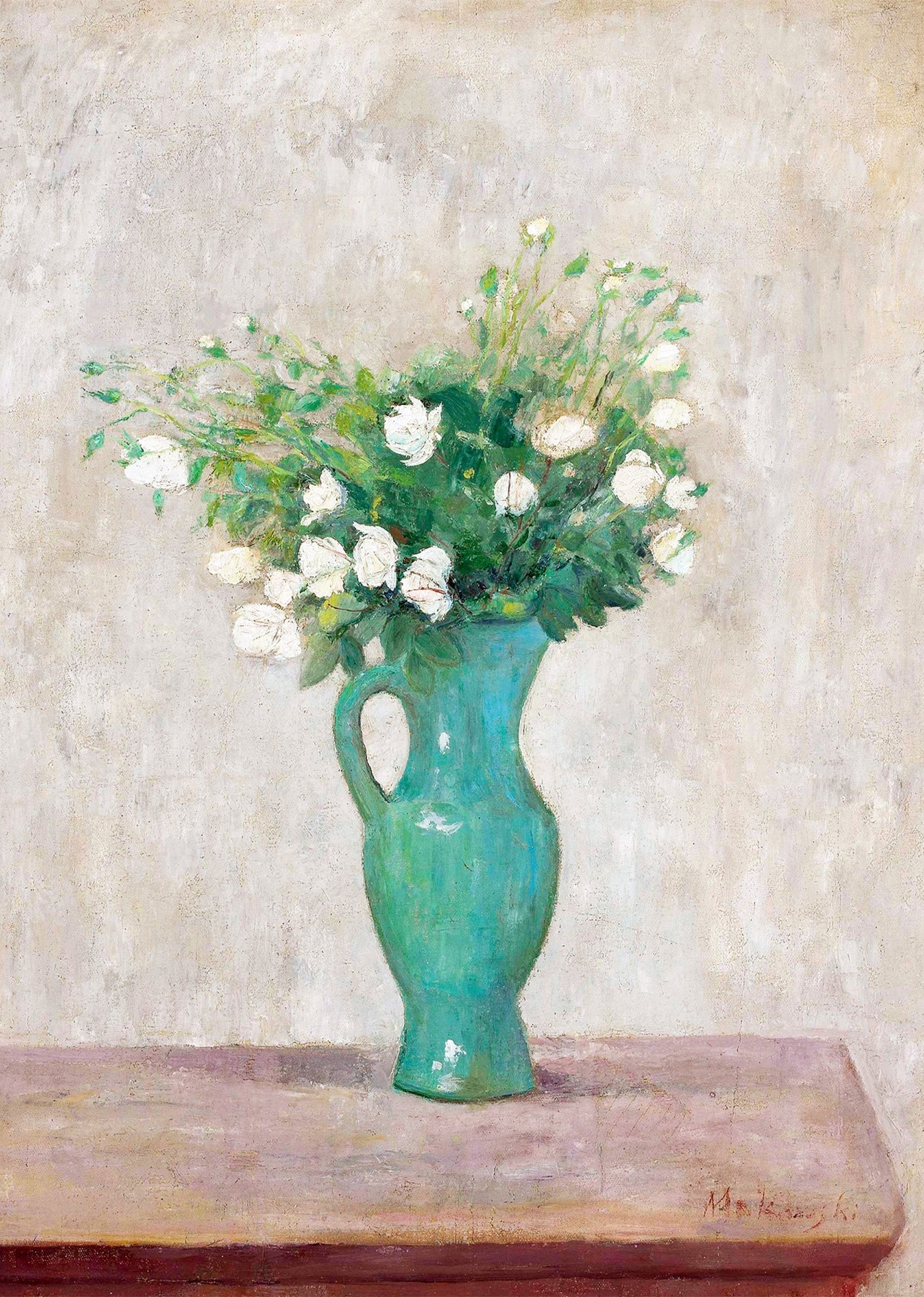 Set of 3 Wall Art Prints – Post-Impressionist Floral Bouquet, Green Abstract Geometry & Japanese Peacock Art Collection