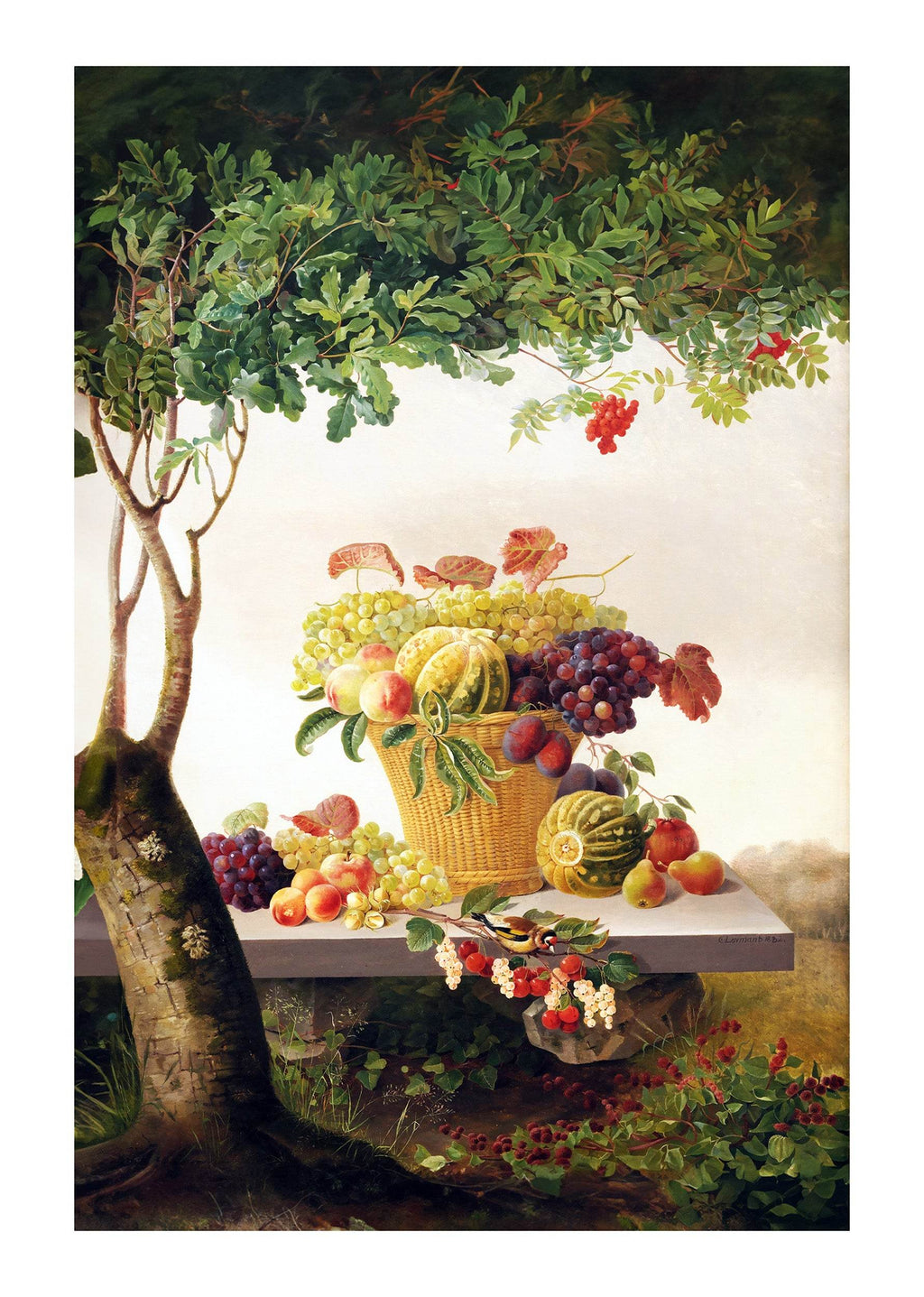 A Basket Of Fruit In A Landscape - Hakyarts