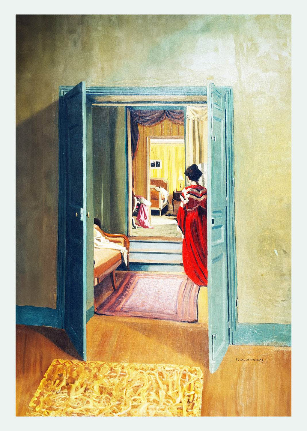 Intérieur avec femme en rouge de dos - Hakyarts