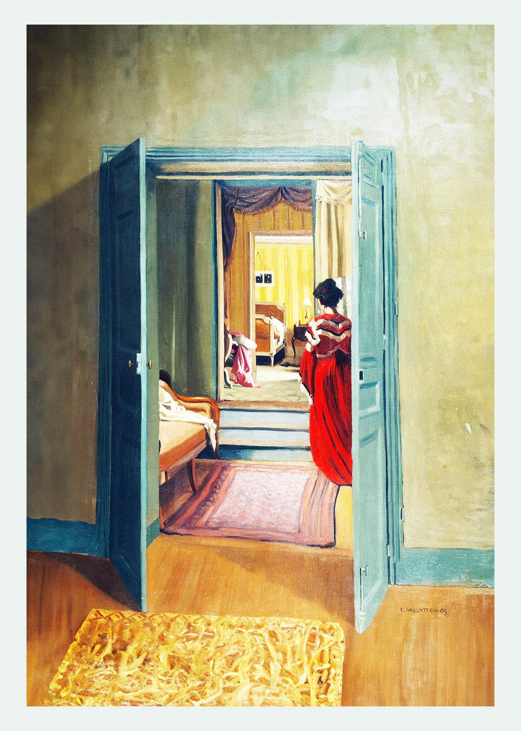 Intérieur avec femme en rouge de dos - Hakyarts