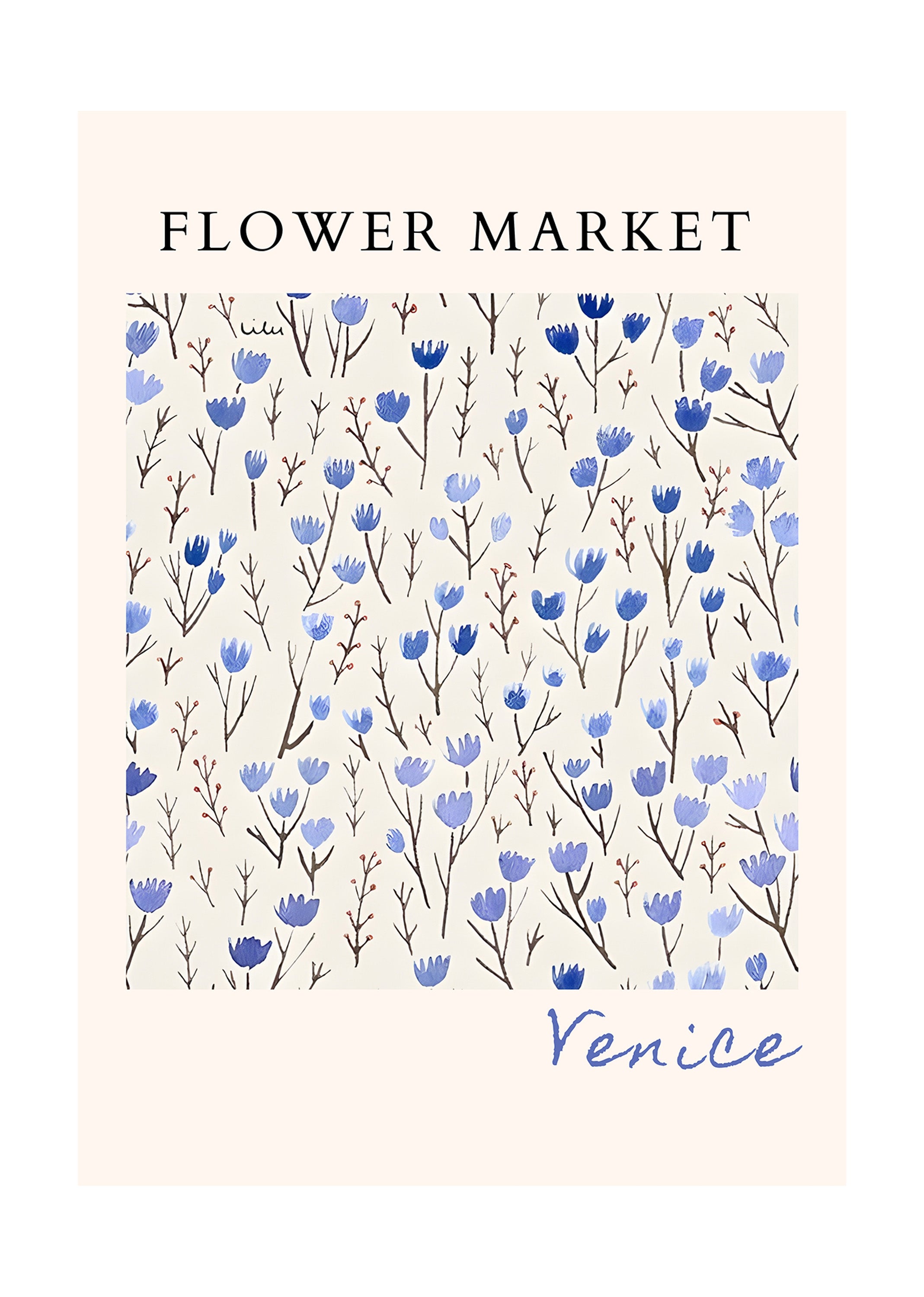 Flower Market Venice Modern Minimalist Wall Art Print