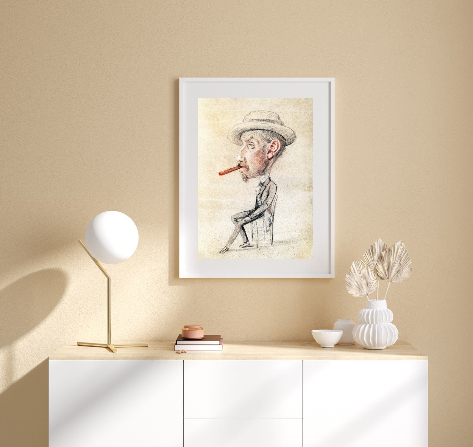 Caricature of a Man with a Big Cigar