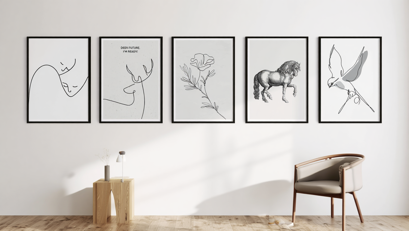 Minimalist Line Art – 5-Piece Wall Art Set