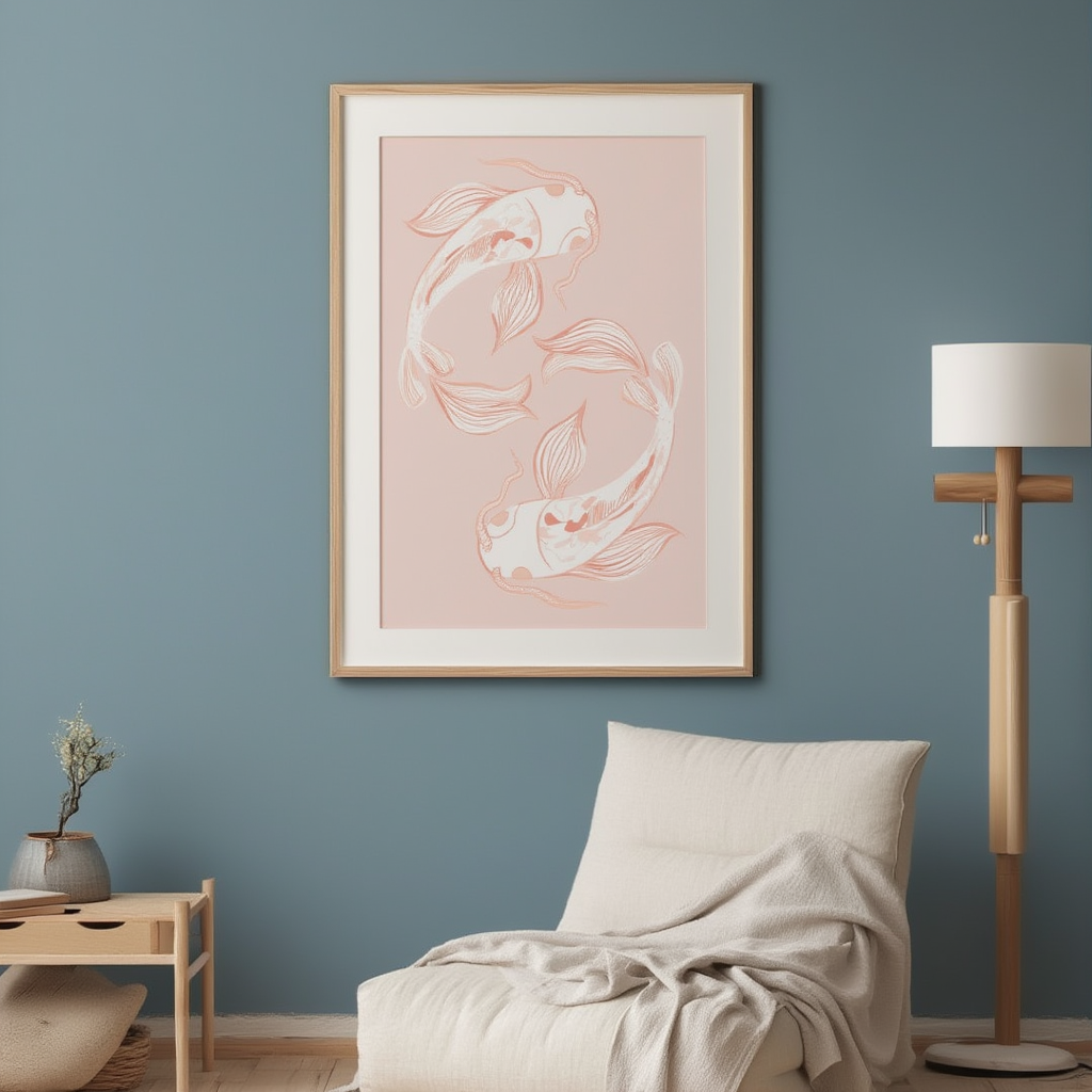 Pink Koi Fish – Elegant Minimalist Wall Art Print