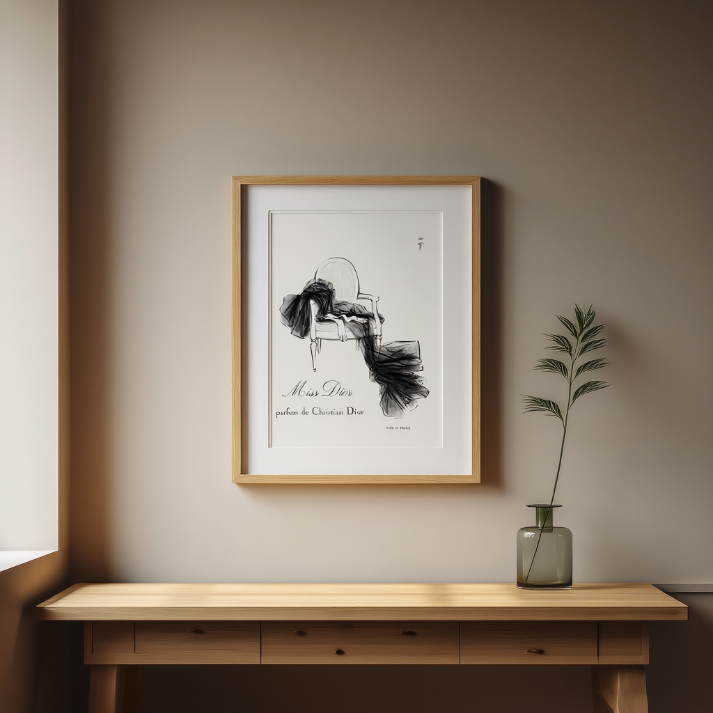 Vintage 'Miss Dior ' Illustration Poster