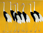 Japanese Red Crown Cranes by Ogata Kōrin – Classic Japanese Art Print - Hakyarts