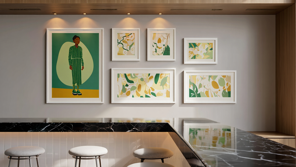 Green Striped Girl – Set of 5 Modern Art Prints