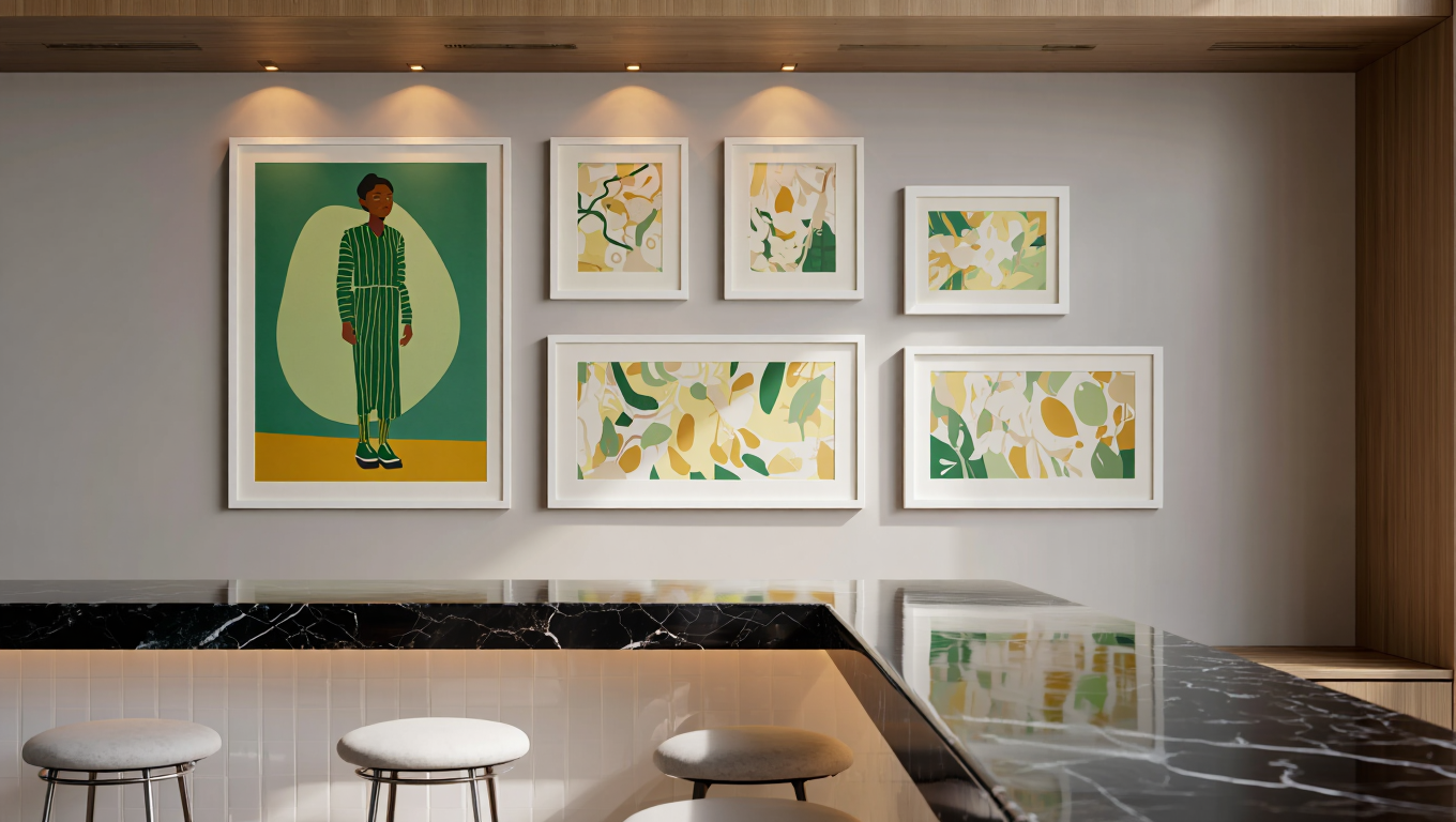 Green Striped Girl – Set of 5 Modern Art Prints