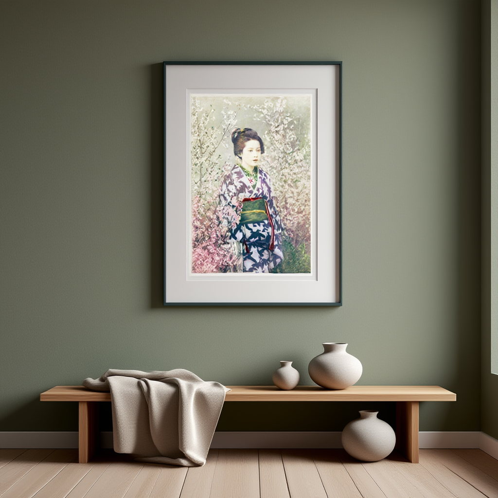 Ogawa Kazumasa - Geisha and Cherry Blossom