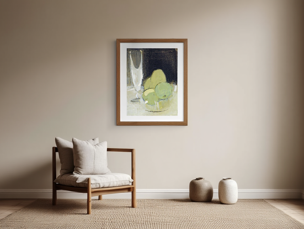 Helene Schjerfbeck - Green Apples and Champagne Glass