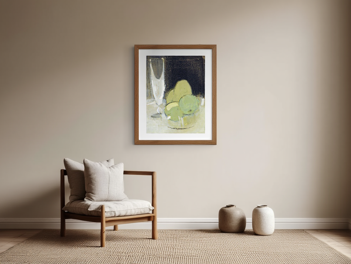 Helene Schjerfbeck - Green Apples and Champagne Glass