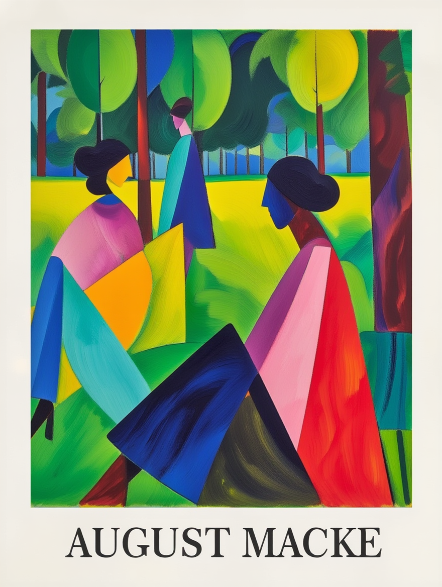 August Macke Wall Art – 4 Modern Expressionist Prints | Colorful Gallery Wall for Living Room, Bedroom, or Office