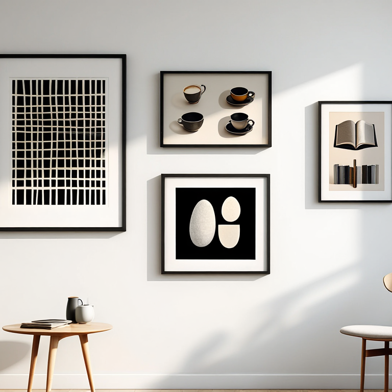 Black Striped Abstract – Set of 4 Geometric Art Prints