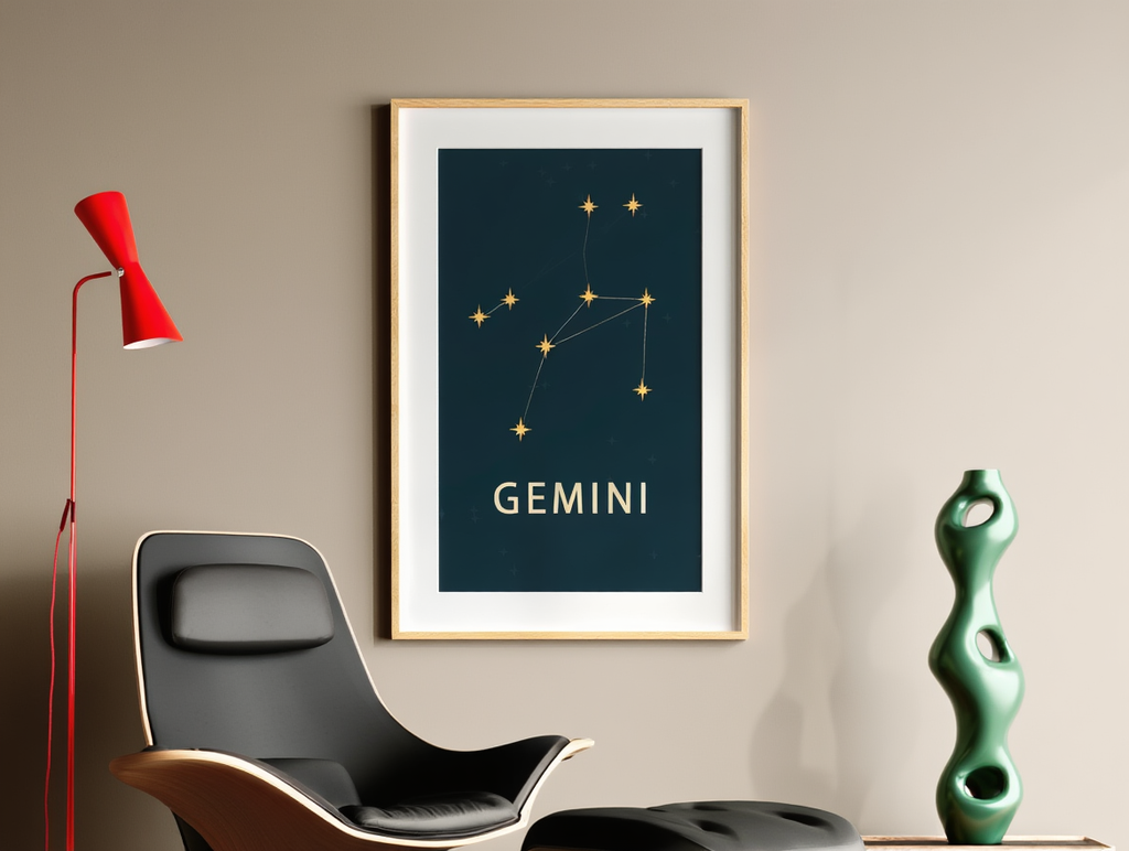 Star Sign Gemini Poster | Zodiac Wall Art Print