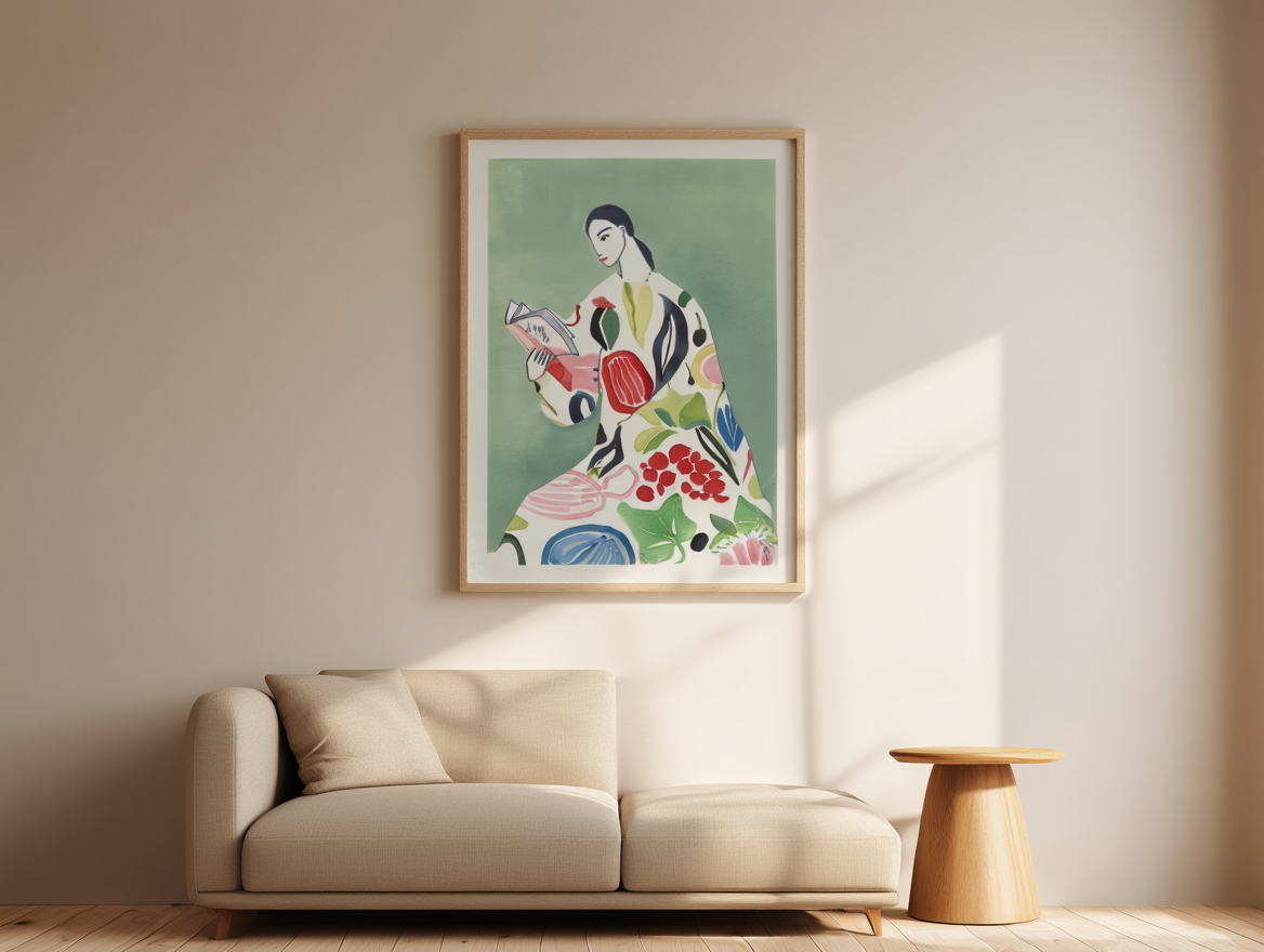 Botanical Figure – Woman Reading Print